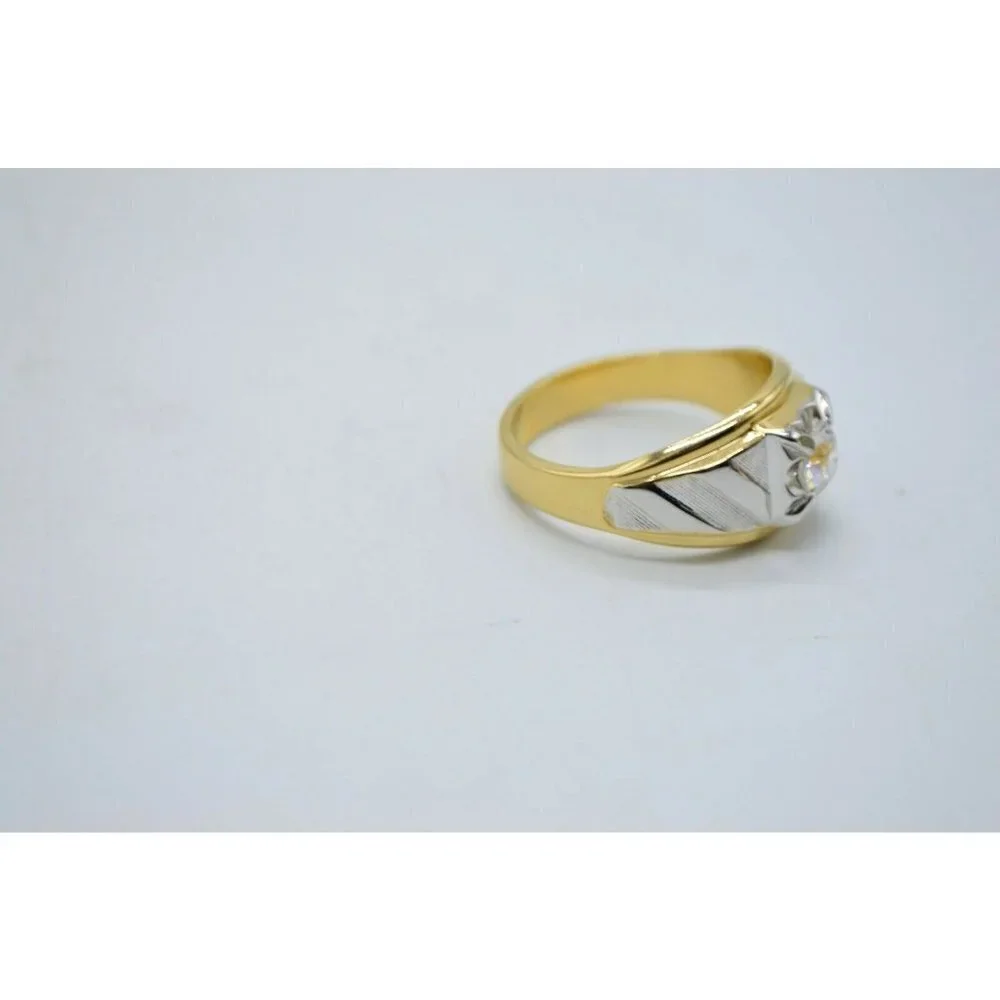 Signed 10K GF Men's Faux Diamond Clear Rhinestone